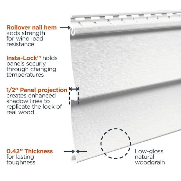 Wolverine Wildcreek 042 Double 4 in x 150 in White Clapboard Vinyl
