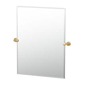 Latitude 28 in. W x 32 in. H Frameless Rectangular Beveled Edge Bathroom Vanity Mirror in Brushed Brass