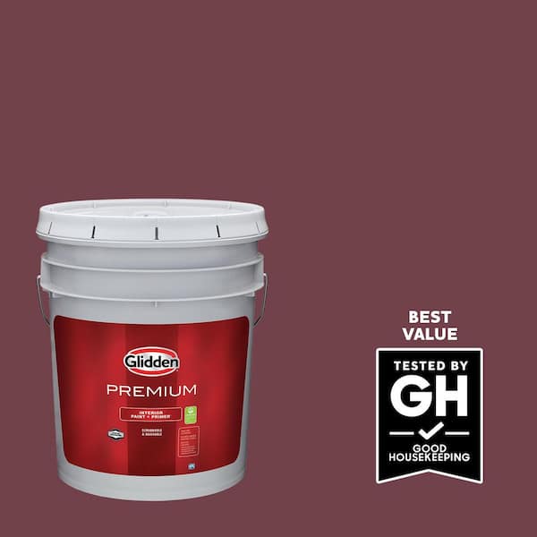 Glidden Premium 5 gal. PPG1049-7 Red Red Wine Semi-Gloss Interior Latex Paint
