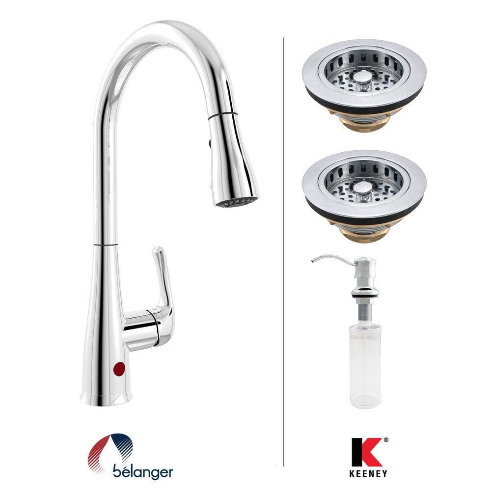KEENEY Single-Handle Pull-Down Sprayer Kitchen Faucet Kit with Soap ...