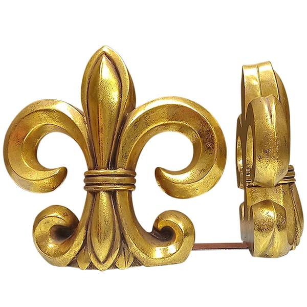 House Parts LARGE GOLD LEAF FLEUR DE LIS BOOKENDS