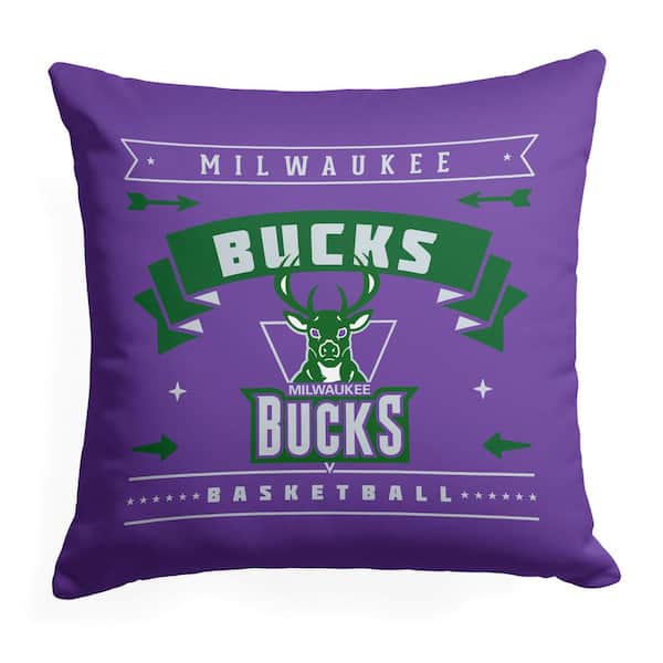NBA Hardwood Classic Bucks Printed Multi-Color 18 in x 18 in Throw Pillow