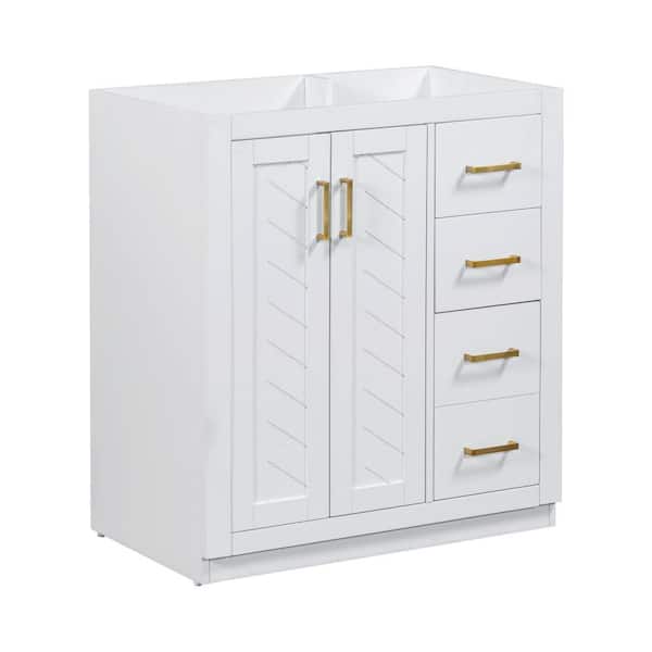 Unbranded 29.53 in. W x 17.16 in. D x 32.99 in. H Bath Vanity Cabinet without Top in White with 3-Drawers and Soft Closing Doors