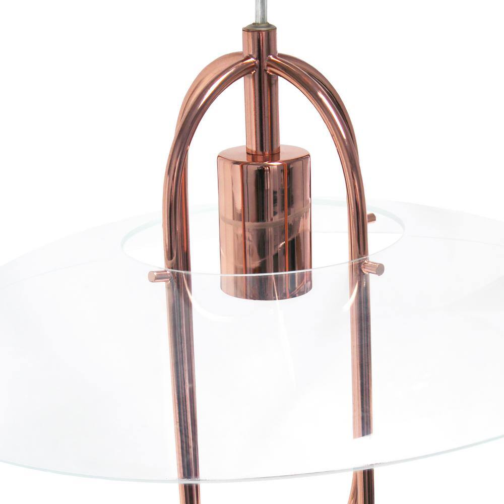 Elegant Elongated Pendant in Rose Gold with Chic Glass Shade