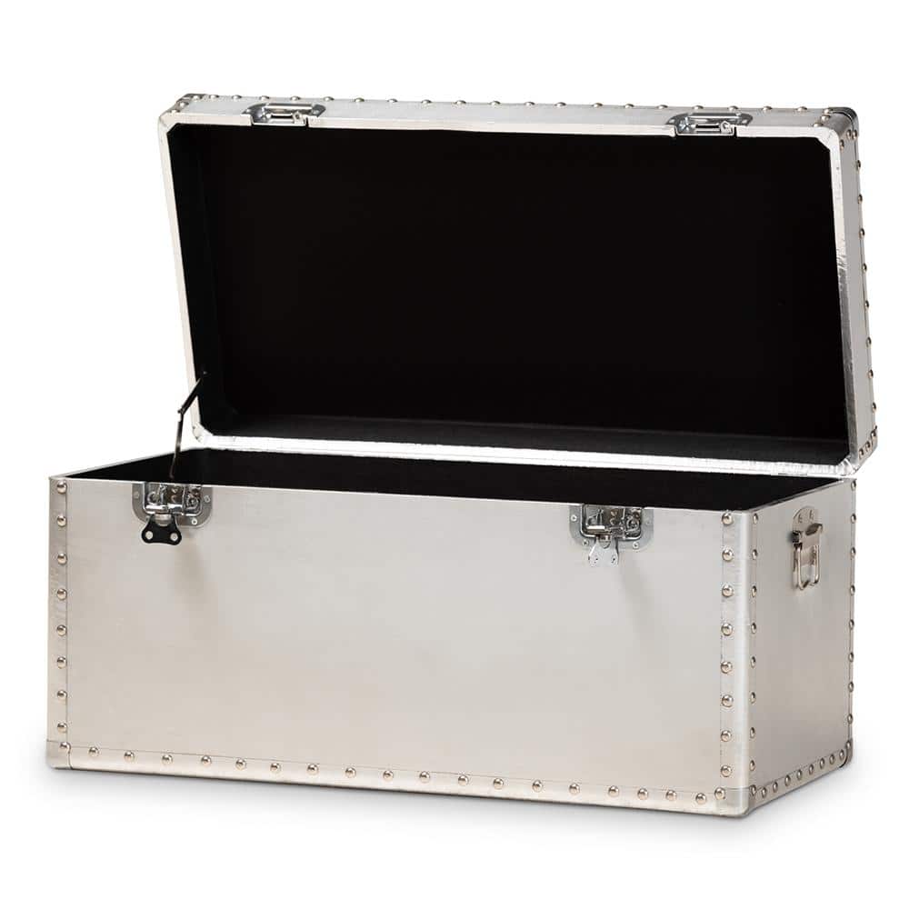 Serge Silver Metal Industrial Storage Trunk
