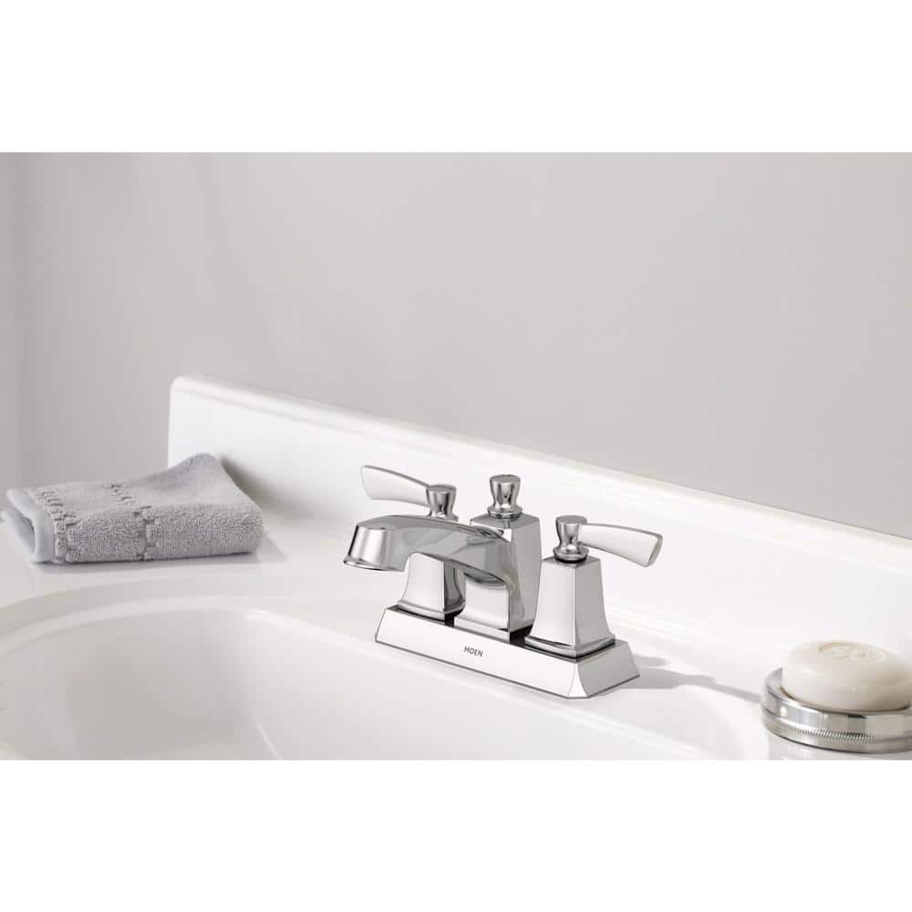 Conway Chrome 4-Inch Centerset Double Handle Bathroom Faucet