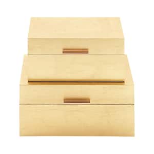 Gold Wood Glam Decorative Box (Set of 2)