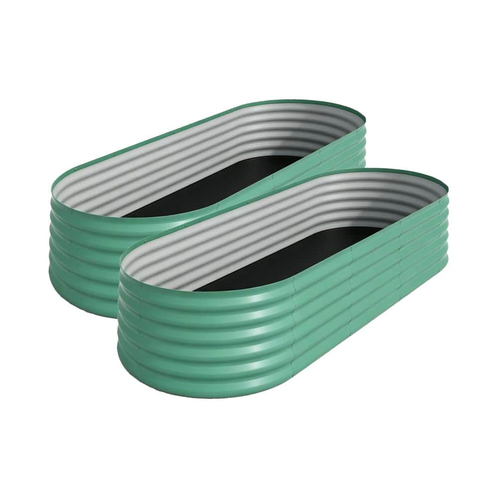 2-Pack 8x4x1.5ft Galvanized Raised Garden Bed Kit, Oval Metal Planter Boxes, Rust-Resistant Deep Root Planters-Green price history on PriceWatchPro