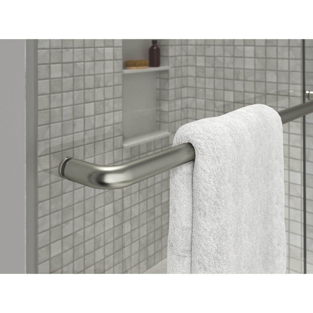Elate Frameless Sliding Bath Door with Nickel Finish and Clear Glass