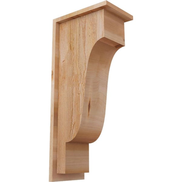 Ekena Millwork 8 in. x 12 in. x 28 in. Newport Rough Sawn Western Red Cedar Corbel with Backplate