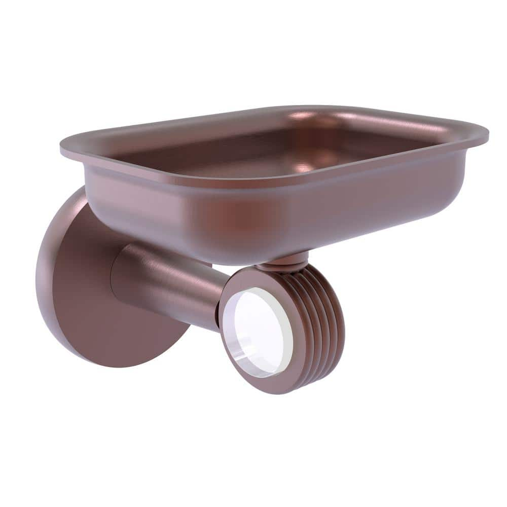 Allied Brass Clearview Wall Mounted Soap Dish Holder with Groovy Accents in Antique Copper