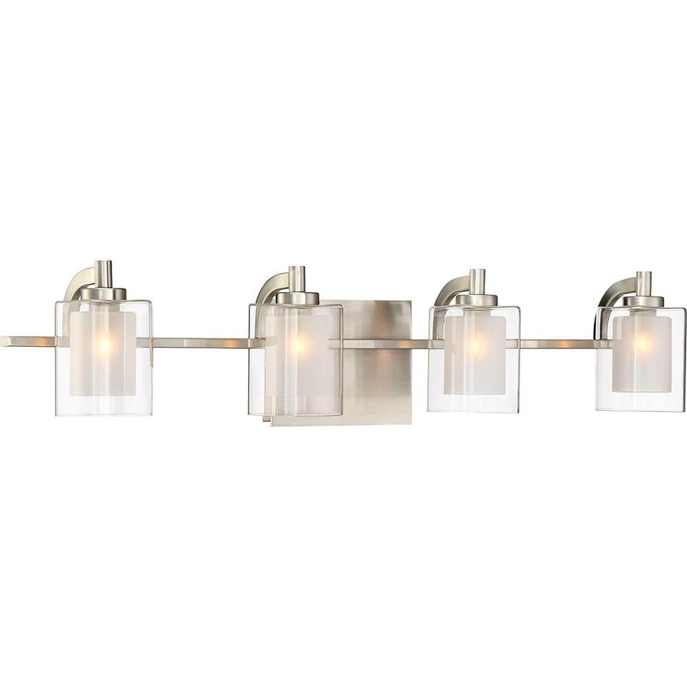 Kolt 29" Brushed Nickel Vanity Light with Frosted Glass Shades
