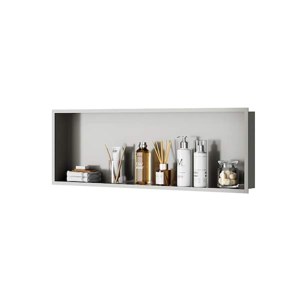 Simple Project 36 in. W x 12 in. H x 4 in. D Shower Niche Stainless Steel, Sealed Waterproof Rust-Resistant Bathroom Niche in Pale Gray