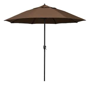 9 ft. Bronze Aluminum Market Patio Umbrella with Fiberglass Ribs and Auto Tilt in Cocoa Sunbrella