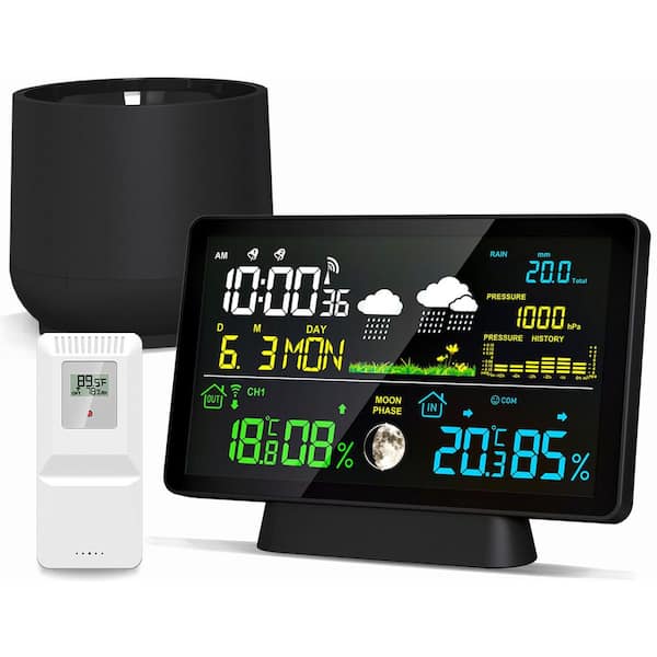Wireless Rain Gauge and Weather Station with Thermometer, Digital Rain Gauge Outdoor Home Weather Stations
