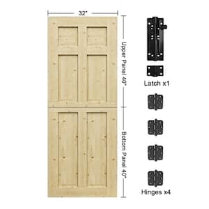 30 in. x 80 in. Solid Pine Universal Paneled 6-Lite Unfinished Dutch Wood Prehung Front Door with Quick Assemble Jamb