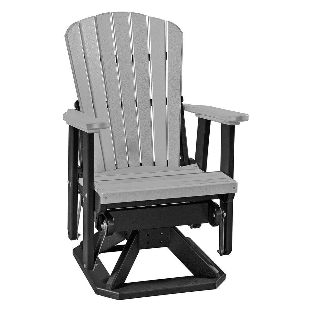 All Poly 27 in. 1-Person Black Frame Poly Resin Outdoor Fan Back Swivel Gli