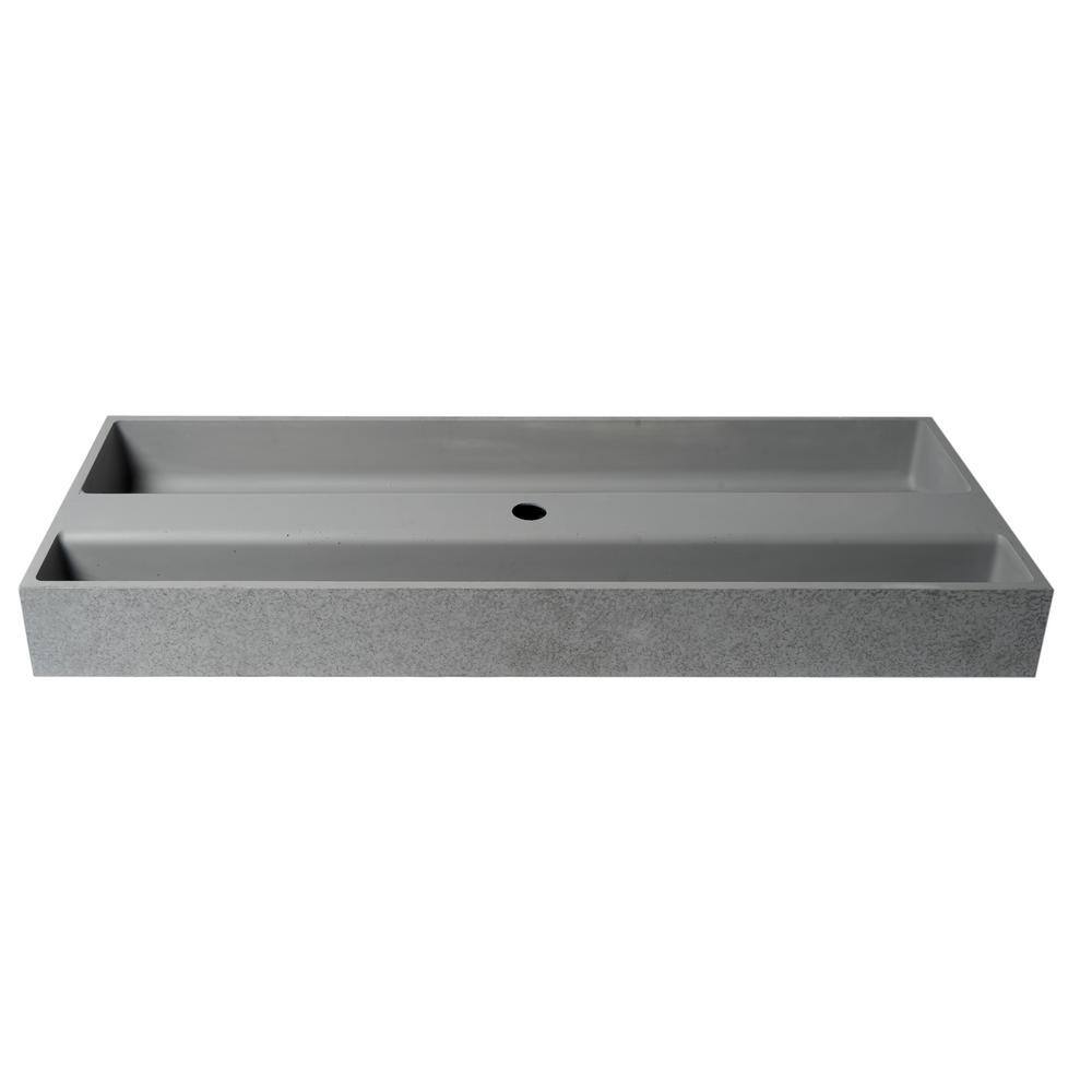 Gray Matte 52" Ceramic Rectangular Bathroom Sink