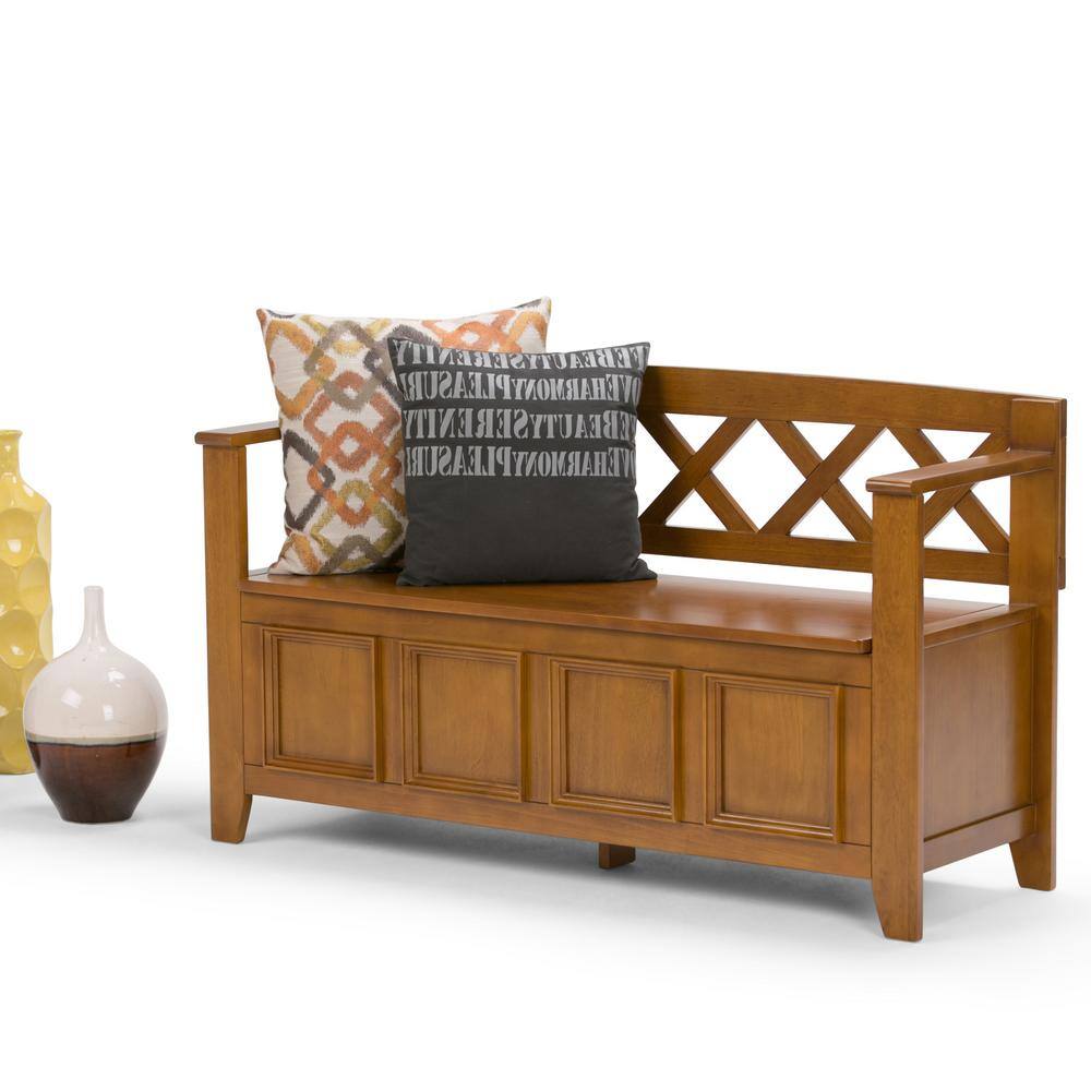 Avalon Pine 48" Wide Entryway Storage Bench with Backrest