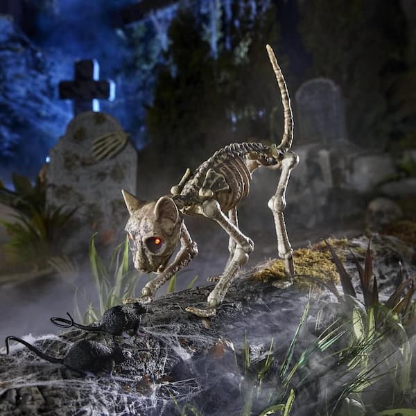 Grave & Bones Animated LED Decayed Skeleton Cat