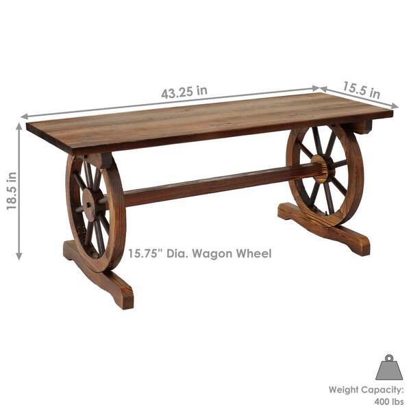 Wagon Wheel Table Wood Iron Patio