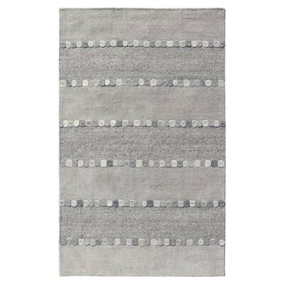 5'x8' Light Grey Hand Woven Modern Woolen Carpet
