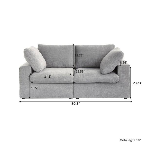 安価 ワタナベ J&E Home 80.3 in. W Square Arm Linen Rectangle Modular Free スキー・スノーボードアクセサリー
