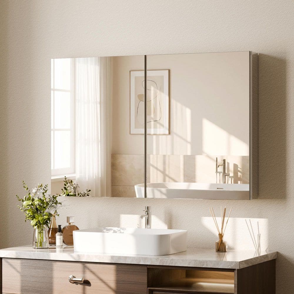 GLSLAND 40 in. W x 26 in. H Rectangular Metal Recessed/Surface