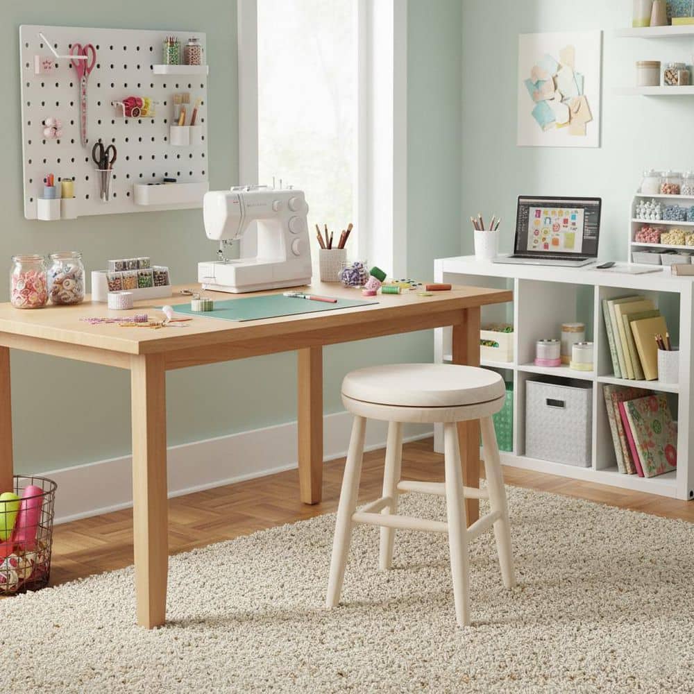 International Concepts Scooped Seat 18 in. Unfinished Wood Swivel