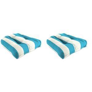 18 in. L x 18 in. W x 4 in. T Outdoor Square Wicker Seat Cushion in Cabana Turquoise (2-Pack)