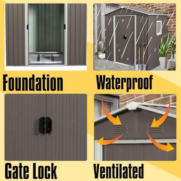 6 ft. W x 5 ft. D Metal Storage Shed with Window for Garden and Backyard (25 sq. ft. )