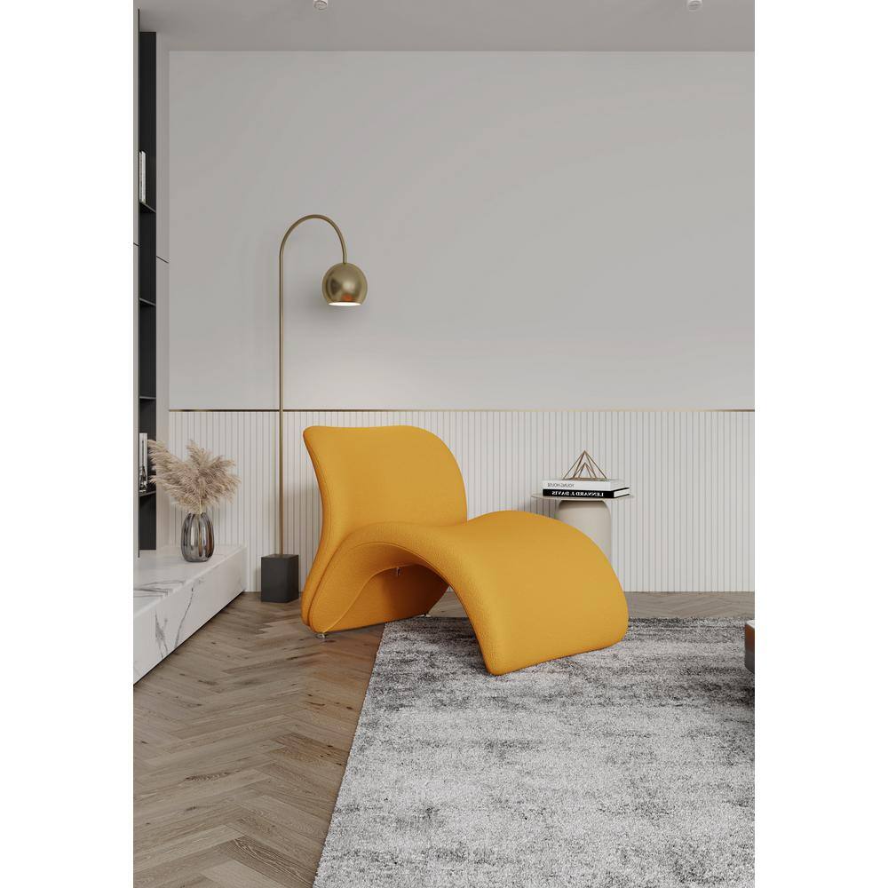 Geometric Yellow Metal Accent Chair with Wool Blend