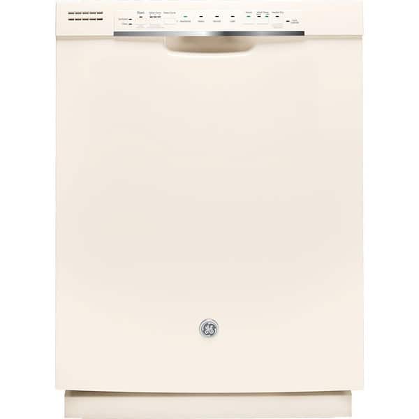 GE Front Control Dishwasher in Bisque with Stainless Steel Tub and Steam PreWash