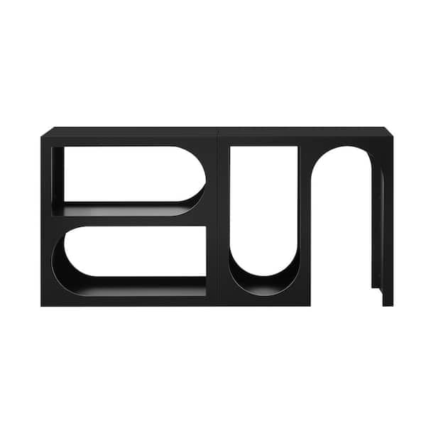 62.8 in. W x 15.7 in. D x 31.4 in. H Black Linen Cabinet with Rectangular Exterior for Living Room