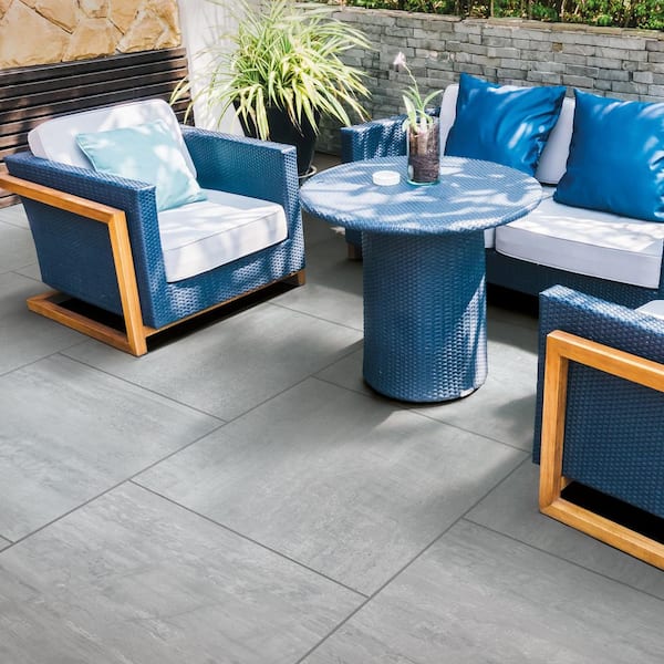 Pietra Chrome 24 in. x 48 in. x 0.75 in. Concrete Look Porcelain Paver