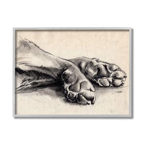 "Dog Paw Charcoal Design Minimal Tan Black" by Jennifer Paxton Parker Framed Animal Wall Art Print 16 in. x 20 in.