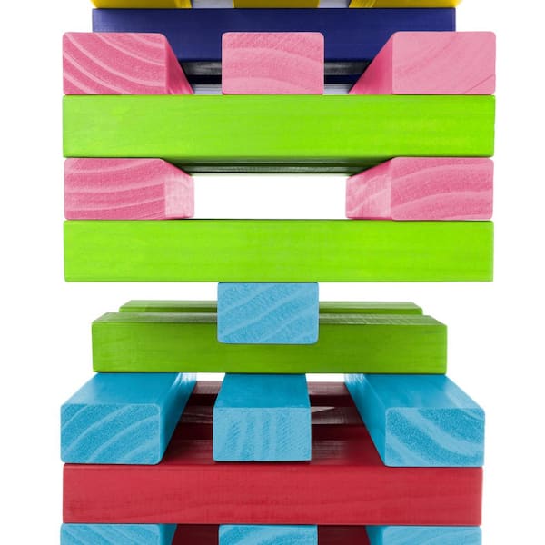 Hey! Play! Non-Traditional Giant Wooden Blocks Tower Stacking Game W350095  - The Home Depot