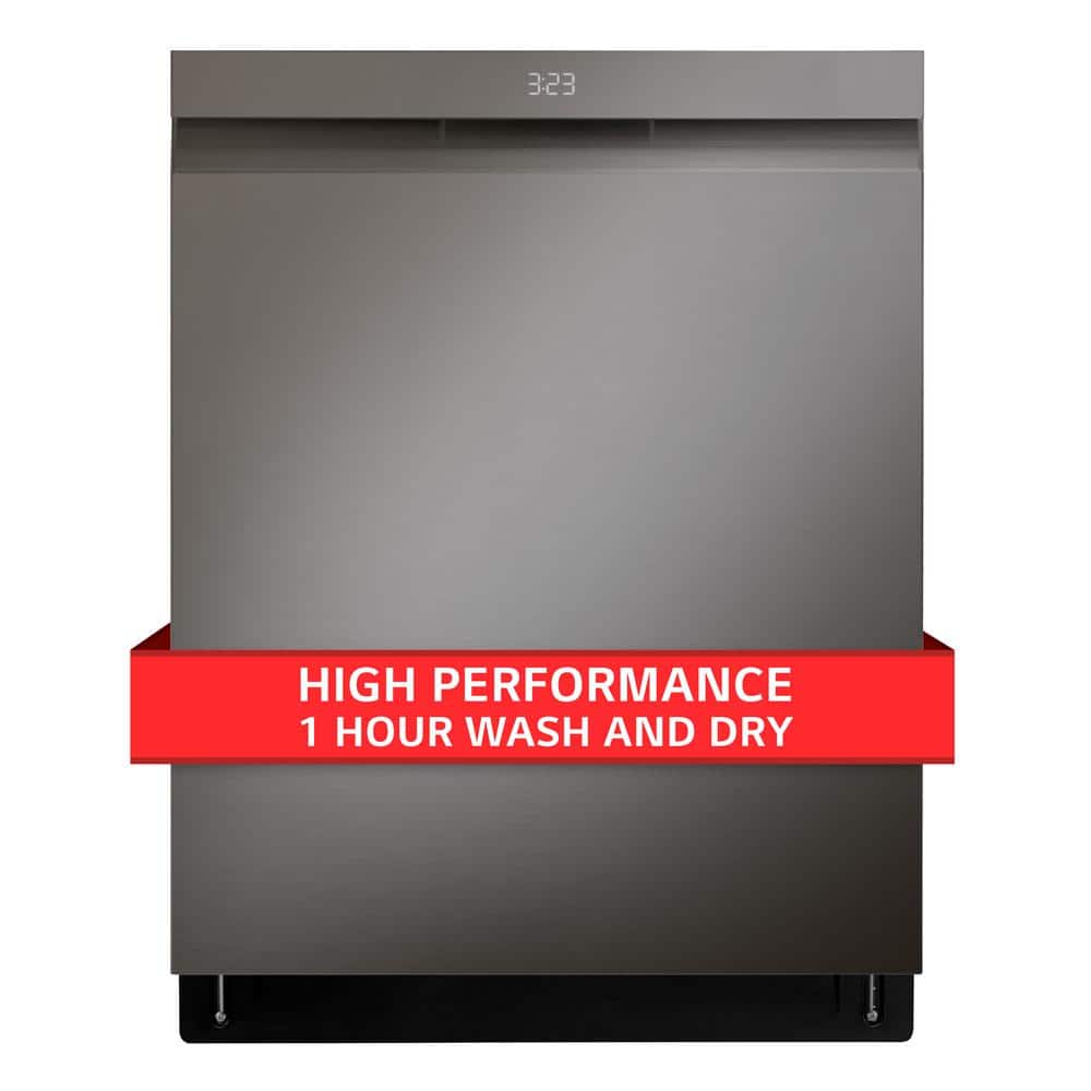 24 in. PrintProof Black Stainless Steel Top Control Smart Dishwasher with 1-Hour Wash and Dry, Dynamic Dry and TrueSteam