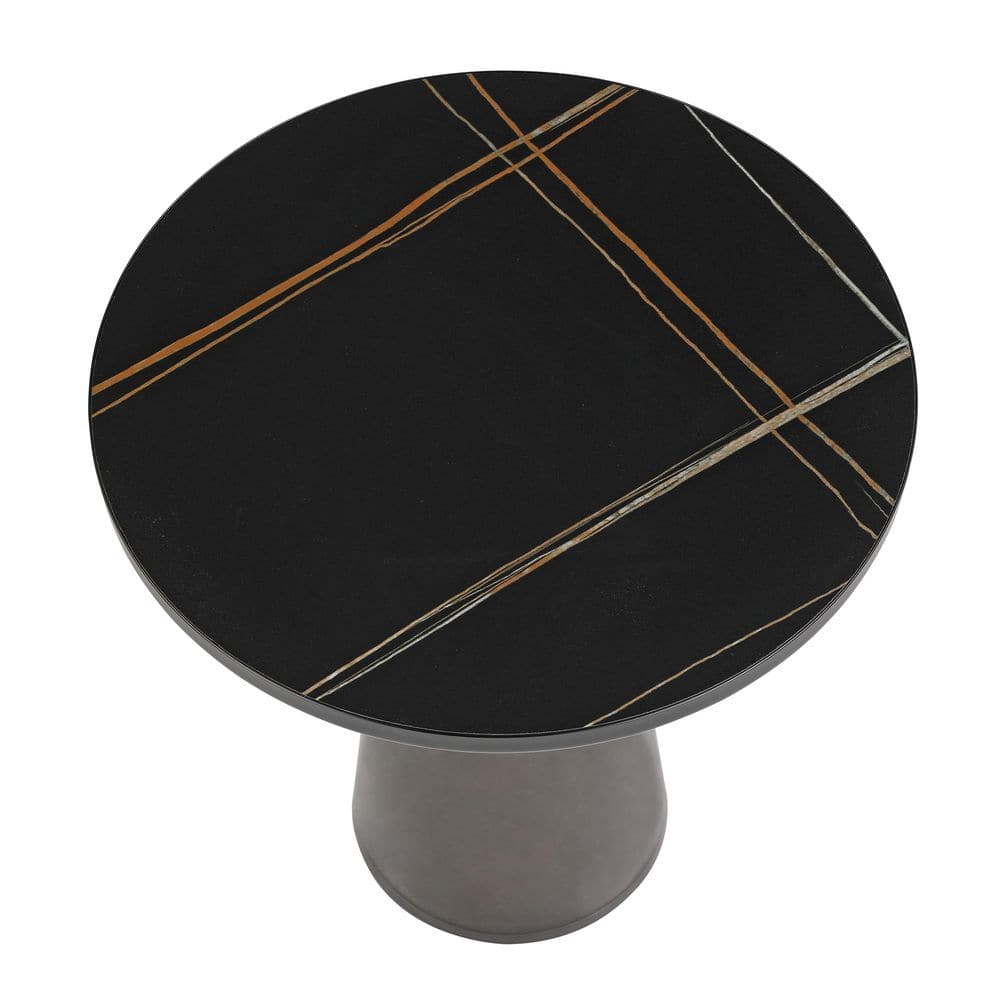 Modern Black and Grey Glass Round Side Table