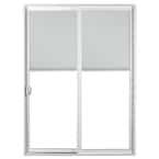 71.5 in. x 79.5 in. Select Series White Vinyl Left-Hand Sliding Patio Door with Blinds and LowE Glass, Screen Included