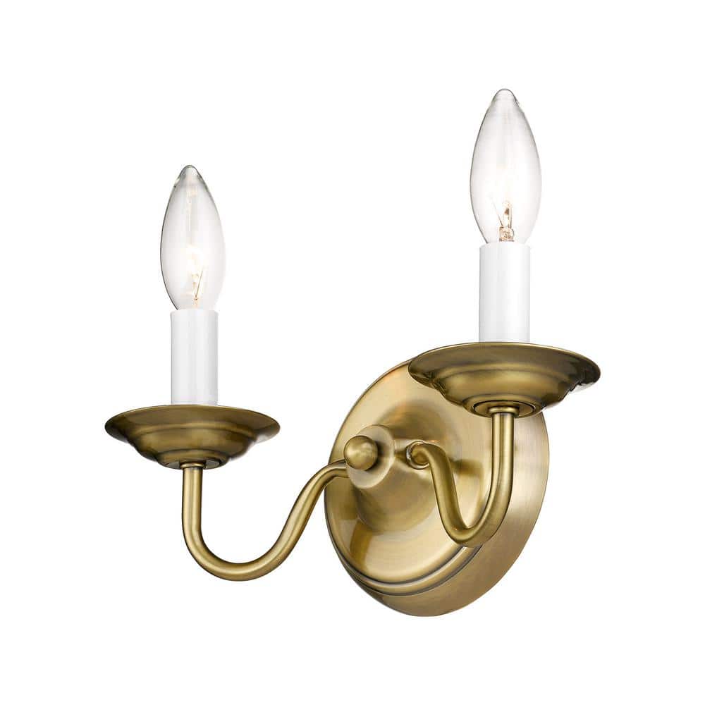 Antique Brass Double Light Colonial Wall Sconce