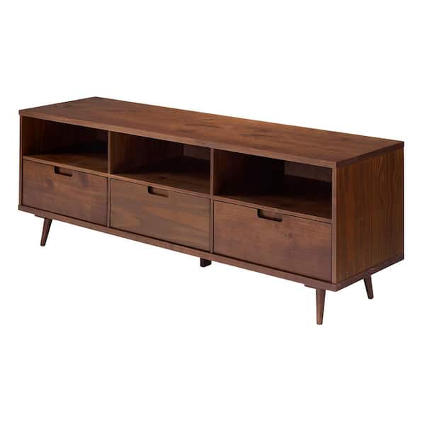 TransDeco Curved Wood 40 to 70 in. TV Pedestal Stand (Walnut) TD595WB