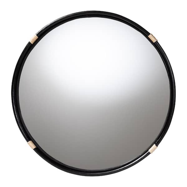 Fenicia Black Rattan 29.7 in. W x 29.7 in. H Mirror