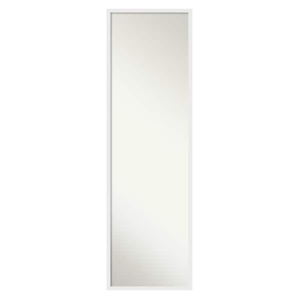 Incline White 15.5 in. x 49.5 in. Non-Beveled Modern Rectangle Wood Framed Full Length On the Door Mirror