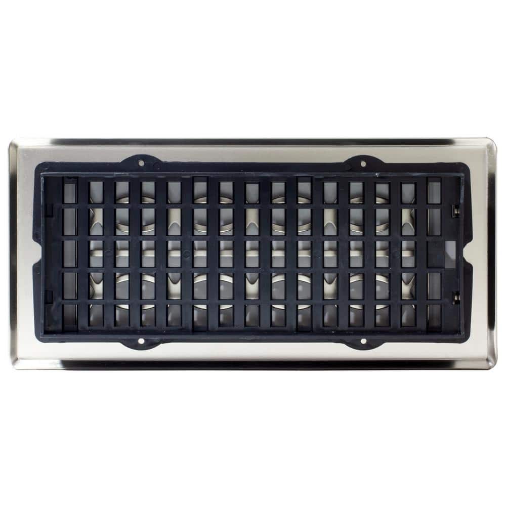 Eclipse Brushed Nickel 4" x 10" Steel Floor Register
