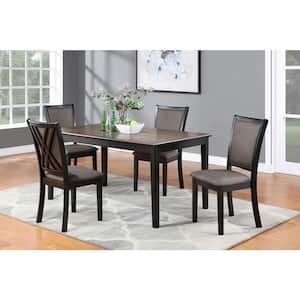 New Classic Furniture Potomac 5-Piece Rectangle Brown/Black Solid Wood Top Dining Table Set