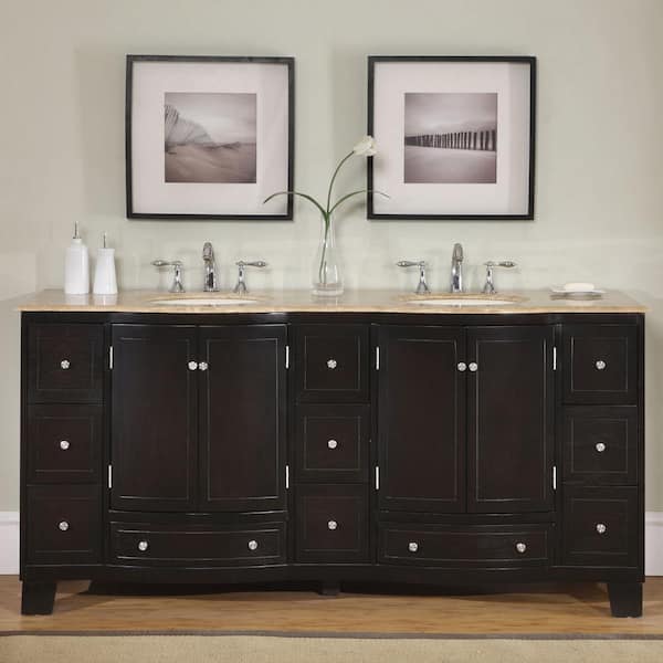 Silkroad Exclusive 40 in. W x 22 in. D Vanity in Dark Espresso with Stone  Vanity Top in Travertine with White Basin HYP0703TUWC40 - The Home Depot