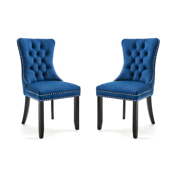 wetiny Blue Dining Chair with Nailhead Trim(Set of2)