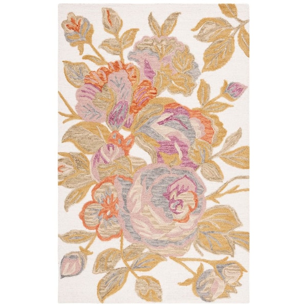 Blossom 8 ft. x 10 ft. Ivory/Green Garden Floral Area Rug