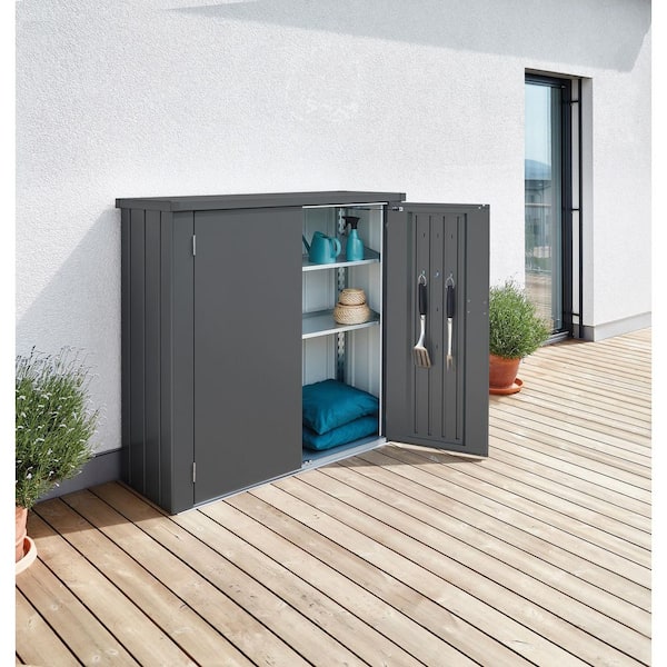 Romeo 51.9 in. W x 22.4 in. D x 55.1 in. H Metallic Dark Gray Steel Outdoor Storage Cabinet